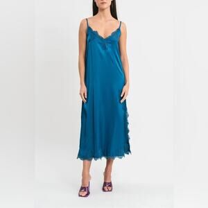 Pink Memories MATILDA LONG VISCOSE SLIP DRESS WITH LACE